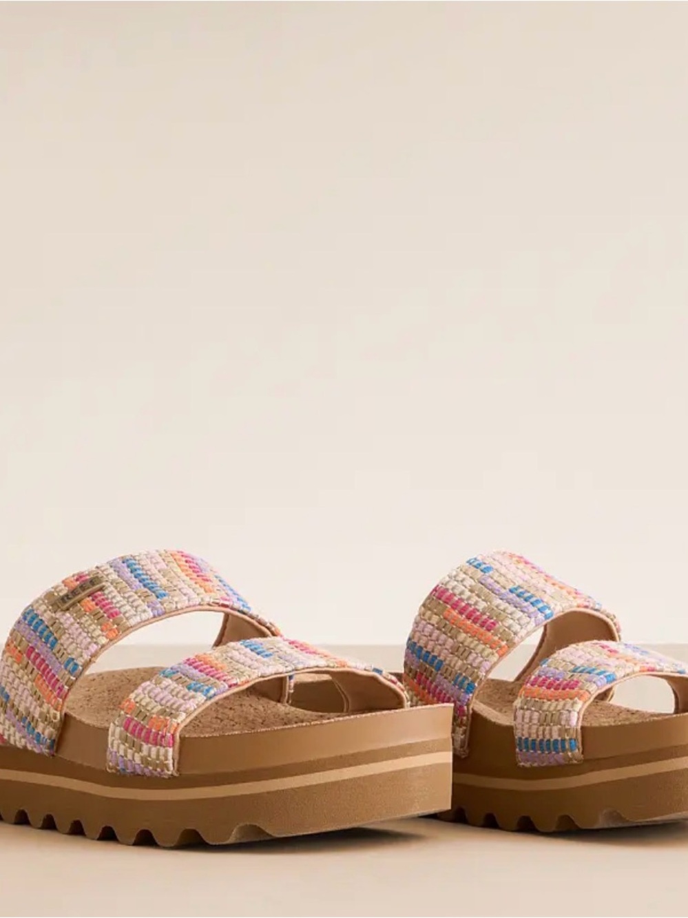 Reef Women's Tan Woven Double-Strap Sandals with Multicolor Accents - Picture 4 of 14